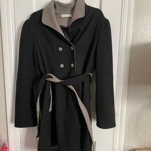 Elegant Black and Tan Trench Coat